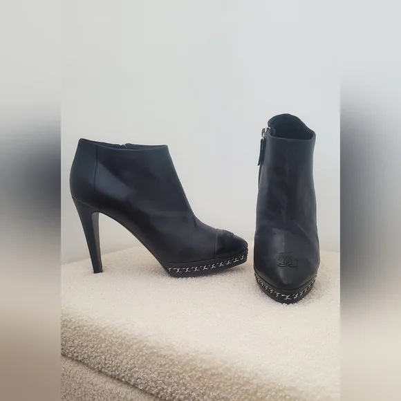 Authentic Chanel boots heel shoes hermes vuitton aritzia - Picture 1 of 11